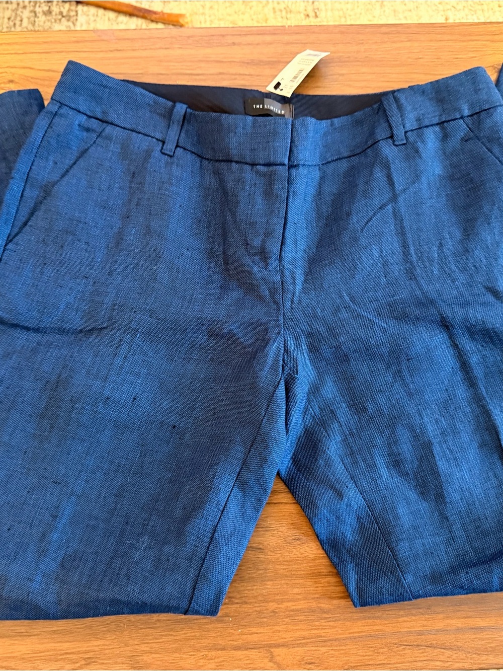 NWT Women's Size 4 The limited 100% Linen Navy Blue Pants Flat Front Casual - Picture 5 of 8